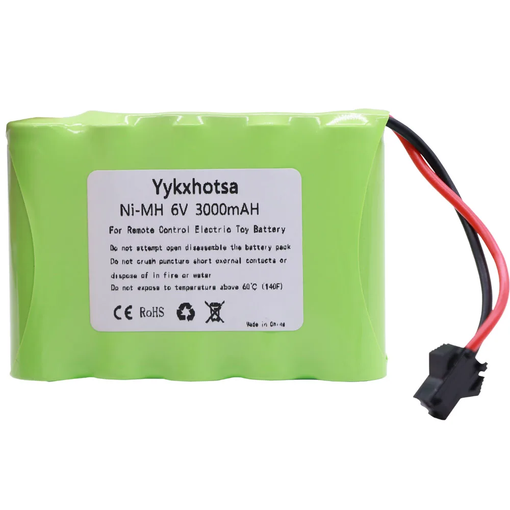 6v 3000mAh NI-MH Battery and Charger/USB/cable For RC Toy Cars Boats Robots Tanks Gun AA upgrade 3000mah 6v Battery Pack SM Plug