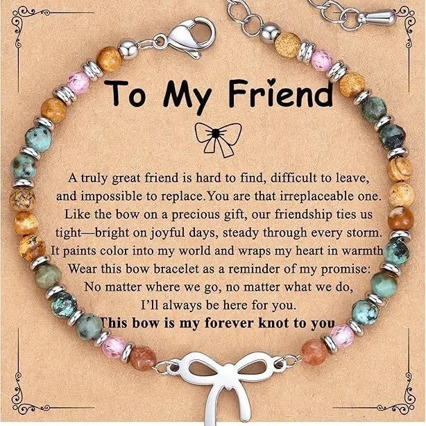 Cross-border new product bow pendant bracelet women's gift adjustable chain cut natural stone bracelet couple bracelet