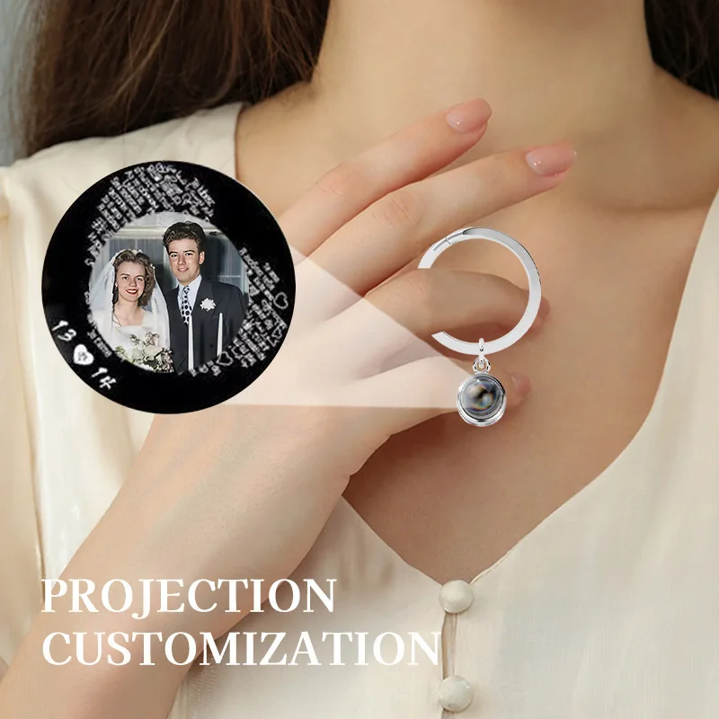 2024 New Custom Photo Projection Keychain Personalized Round Photo Keychain Picture Custom Keyring Gifts for Family Lover Friend