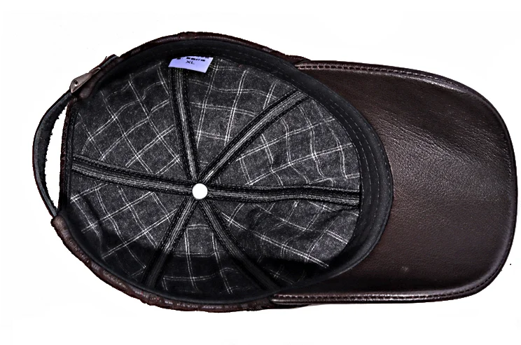2023 männer Aus Echtem Leder Baseball Caps Einstellbare Schaffell Männer Jugend Ente Zunge Dad Hüte 55-60cm Geometrische LIrregular printin – Detail 10