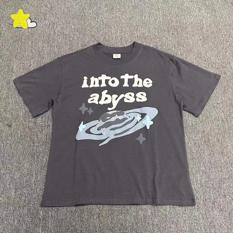 

25SS Men Women Casual Fashion Foam Print T Shirt High Quality Cotton Charcoal Gray T-Shirt Streetwear Tee Tops