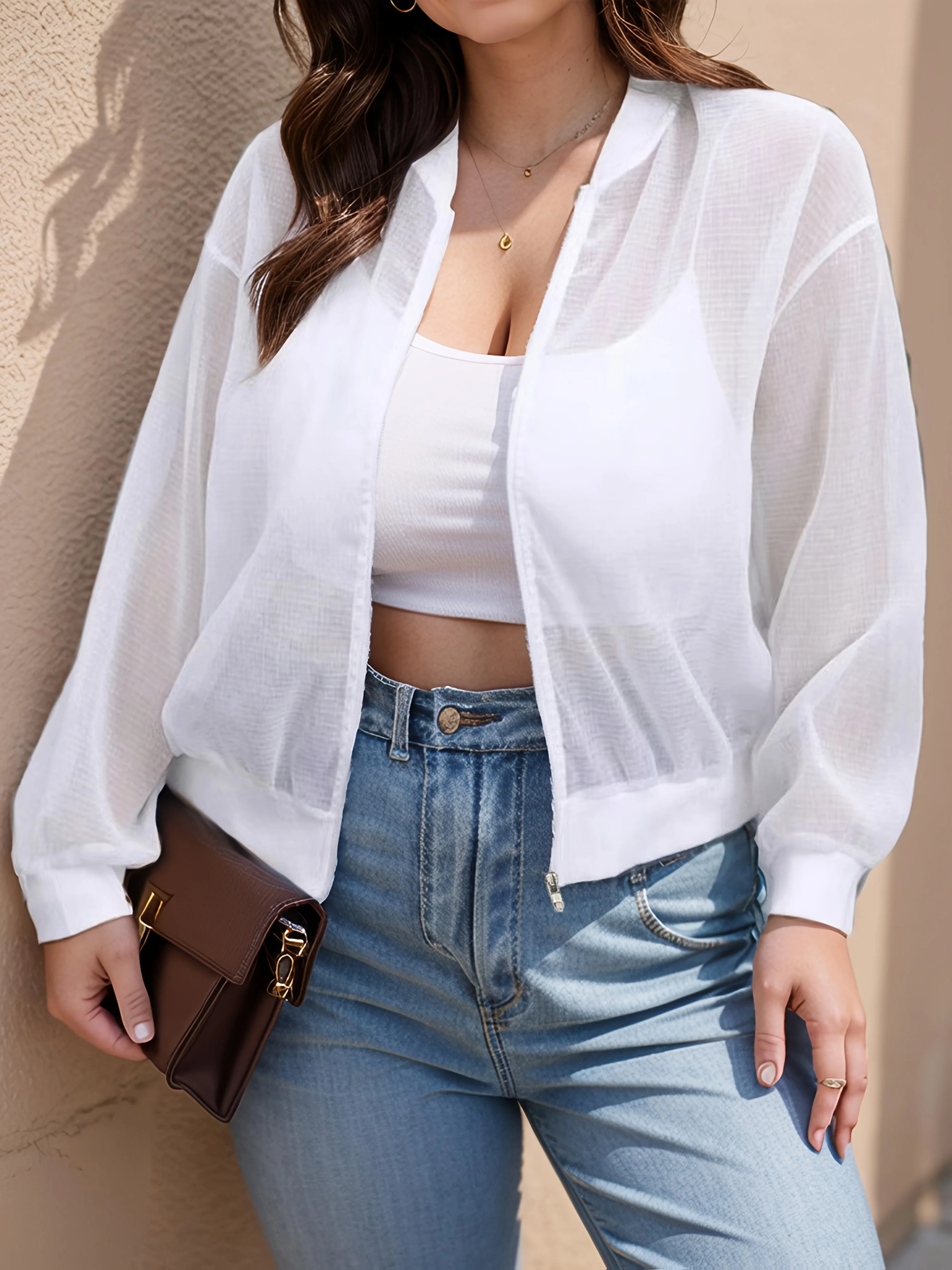 Eleganckie pozycjonowanie + plus plus plus size damskie modne temperamentne wyszczuplające ochrona przed słońcem perspektywa codzienne długi rękaw