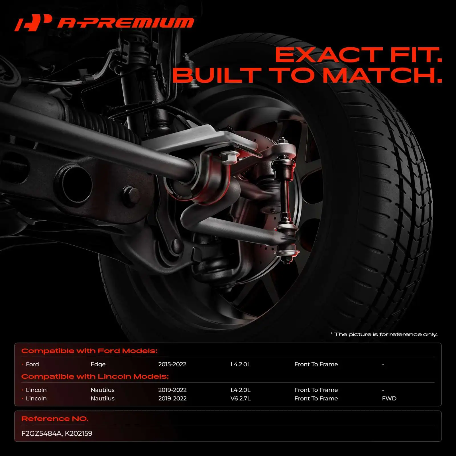A-Premium 2x Front To Frame Suspension Stabilizer Bar Bushing Kit for Ford Edge 2015-2022 Lincoln Nautilus 2019-2022