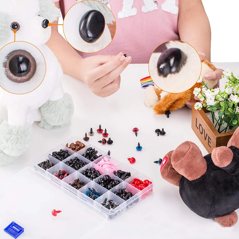 

752pcs/560pcs Boxed Handmade Mending DIY Plush Doll Black Eye Plastic Colorful Eyes Animal Toys Triangle Nose For Toy Accessory