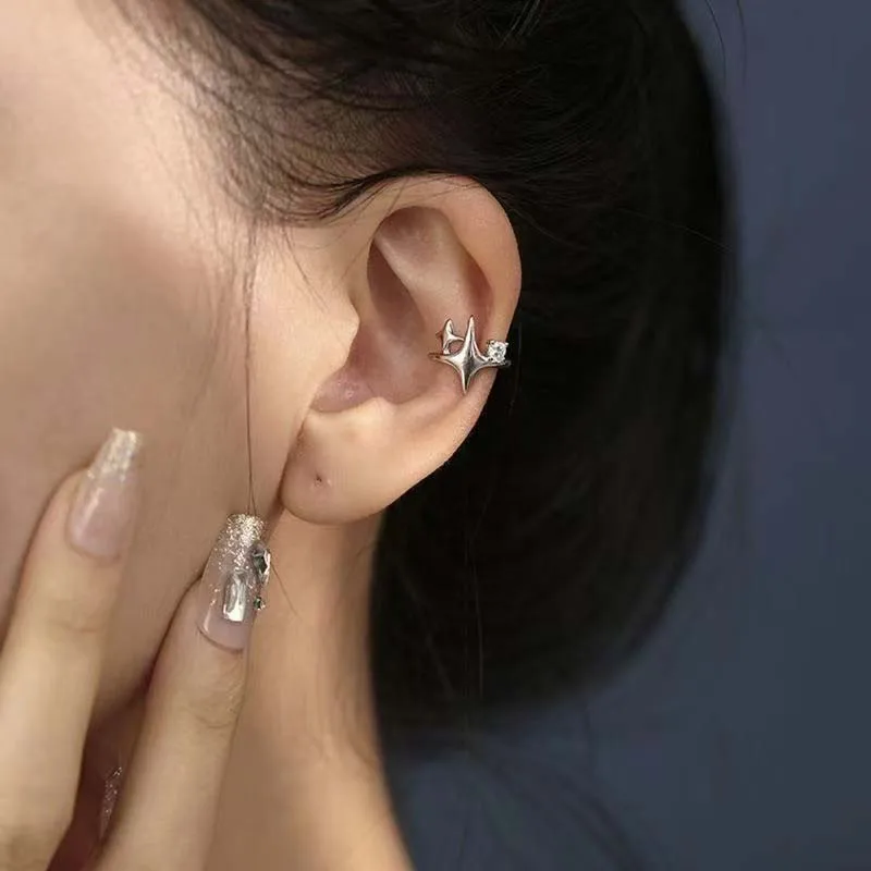 Korean Crystal Clip Earrings For Women Zircon Star Without Hole Jewelry Fake Earrings Single Ear Bone Clip Earings Ear Cuffs image 5