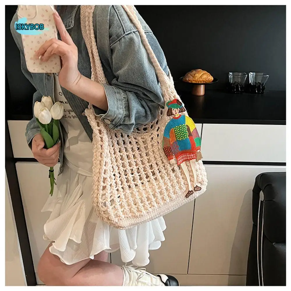 

Vintage Shoulder Bag Knitted Bag Bohemian Hollowed Out Weave Bag Handbag Storage Bag Crochet Tote Bag Vacation