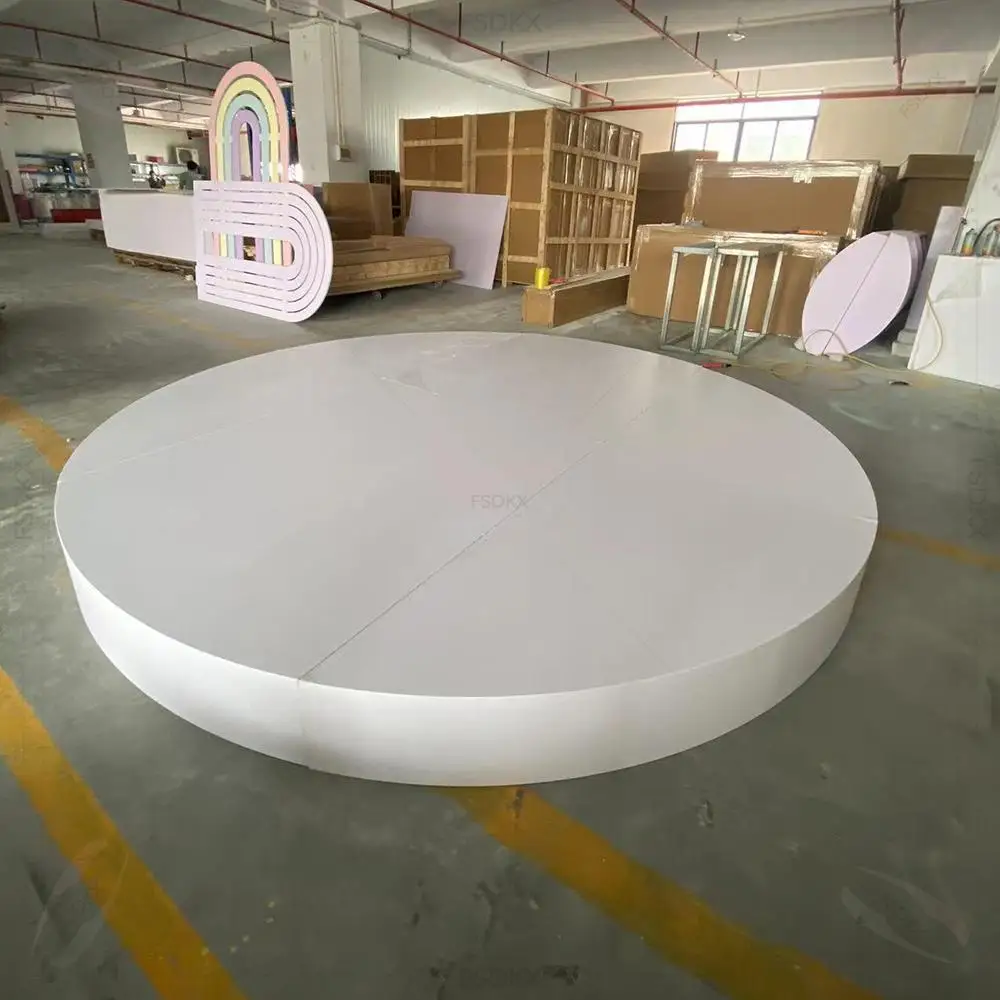 FSDKX Dancing Floor White Podium Events Party Proposal Decor Round Step Platform Wedding Decoration Stage