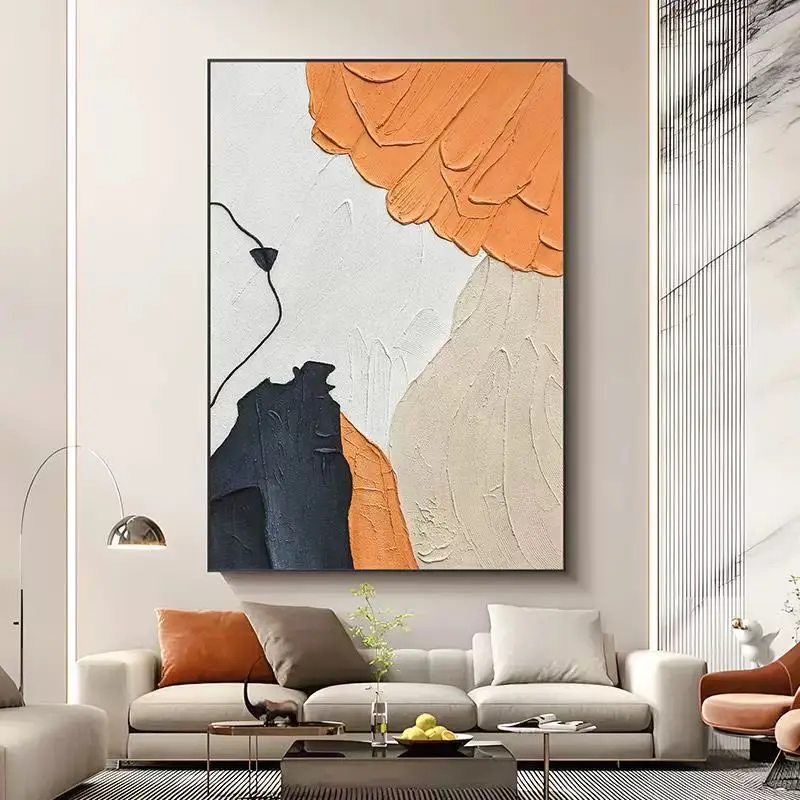 Modern Simplicity Abstract Orange Art Living Room Sofa Background Wall Mural High-End Bedroom Corridor Hand Drawn Oil Painting