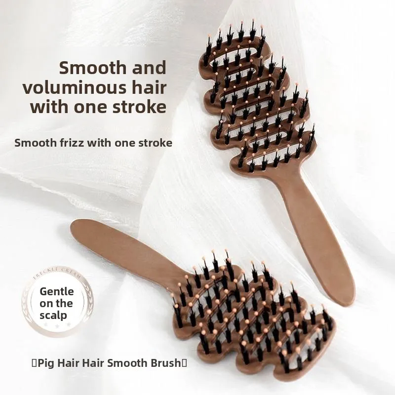 

Расческа для волос из щетины сосны для массажа кожи головы, придания объема и ухода за секущимися кончиками, с регулируемой ручкой