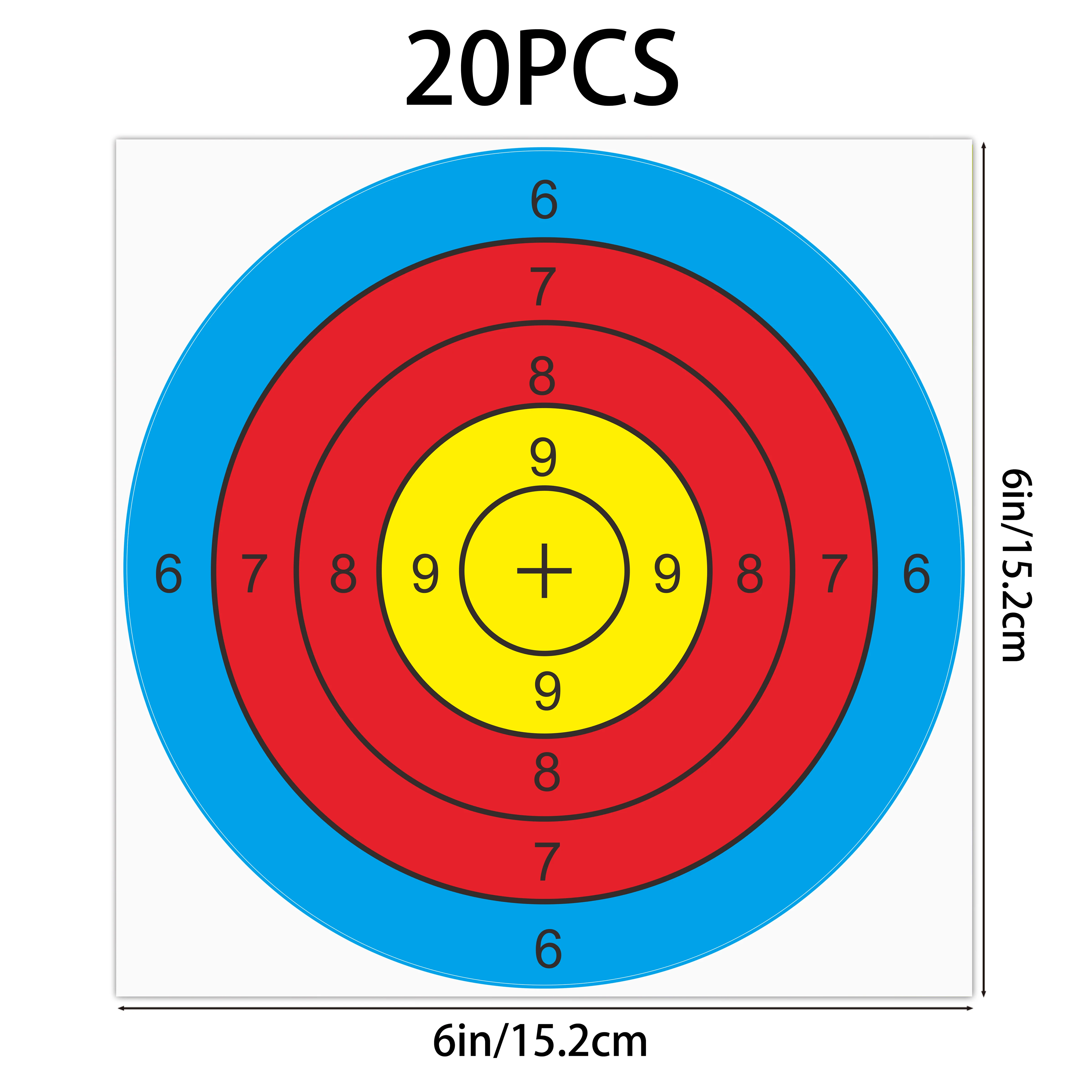 20 шт. 6-дюймовые трехцветные кольца с цифровой концентрацией, наклейки для стрельбы по мишеням, наклейки для тренировки мишеней, этикетки для стрельбы по мишеням (можно использовать для реальной практики пистолета и пневматического оружия)