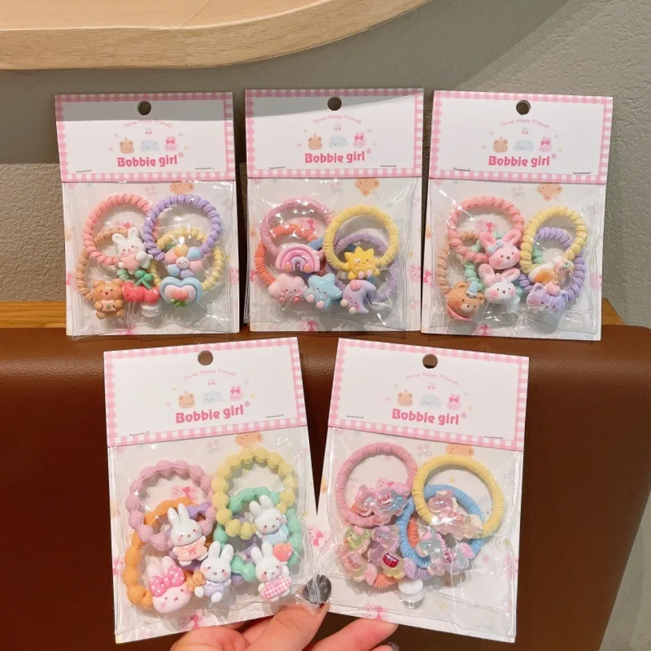 

Резинка для волос в мультяшном стиле для девочек, универсальная, для хвоста, высокоэластичная, не повреждает волосы, резинка для завязывания волос ZX07