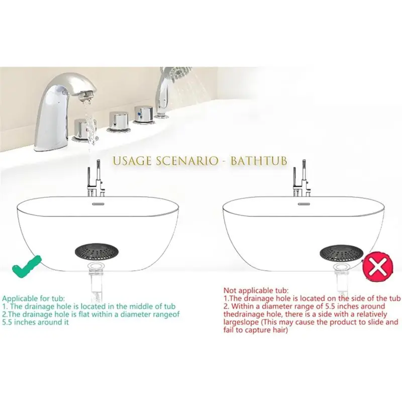 AT19-Shower Hair Filter 3Pcs, Bathroom Drain Cover 5.5In Large Premium Silicone Drain Protector Strainer,For Kitchen, Bambu