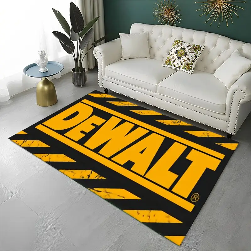 Retro D-DEWALT Electric Tools Logo Non-Slip Area Rug for Living Room,Bedroom,Playroom,Soft Carpet Floor Mat Home Decor Rug