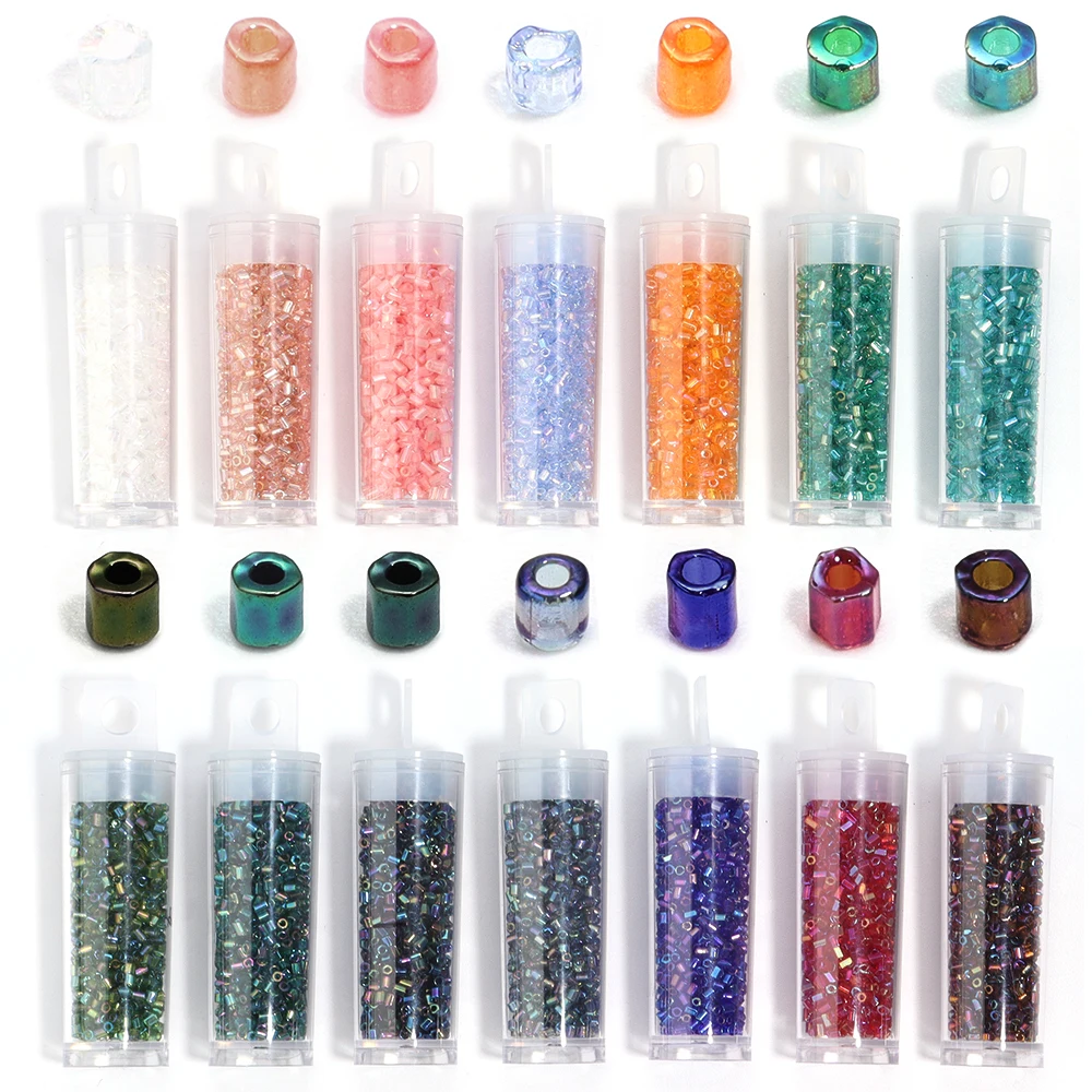 10/50g 2mm AB Color Beads Tube Shape Glass Bead Seed Beads DIY Bracelet Necklace Spacer Beads for Jewelry Making Accessories