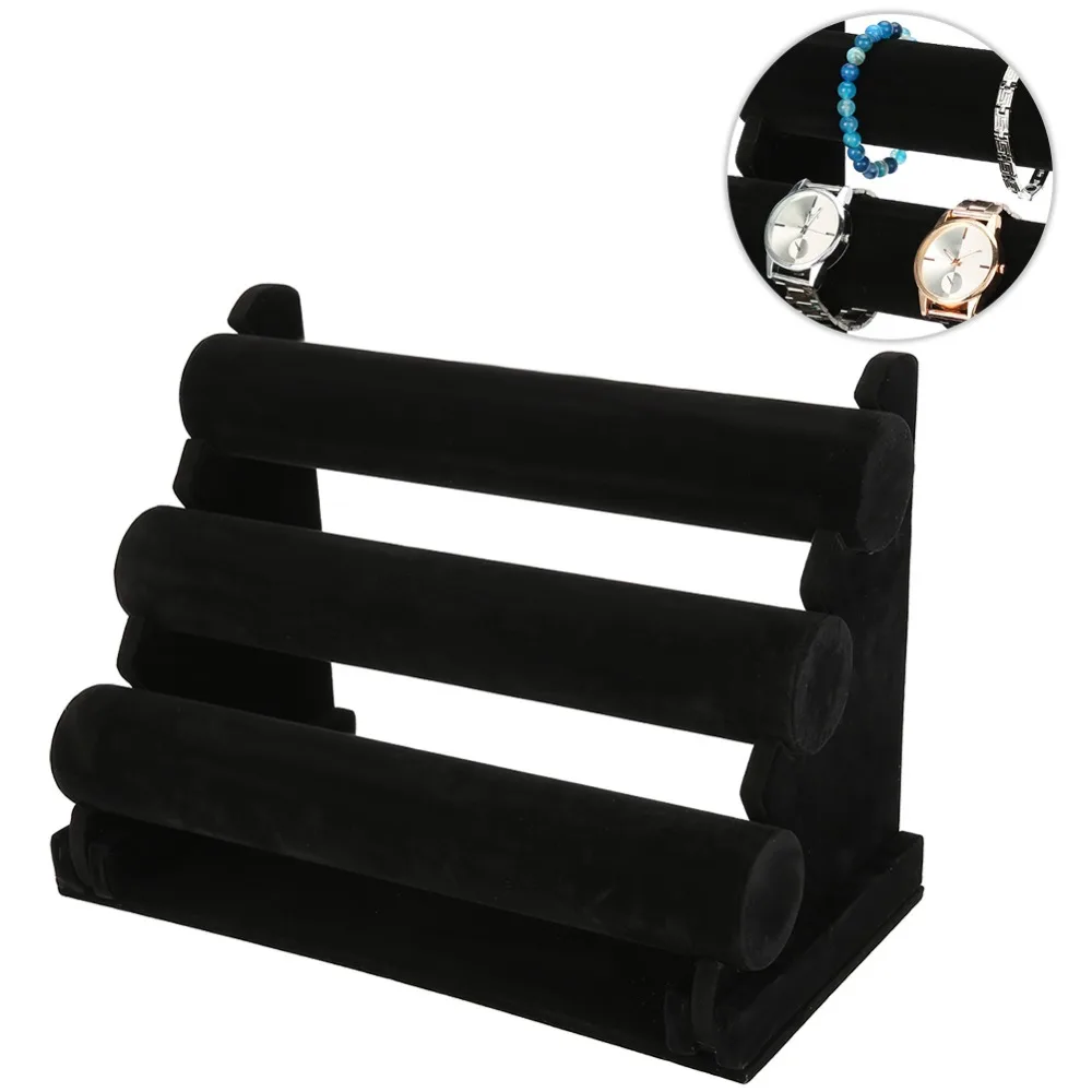 Durable Flannel Watch Display Rack Black 31 * 17 * 25cm Jewelry Storage Stand Jewelry Display Tower Jewelry Display