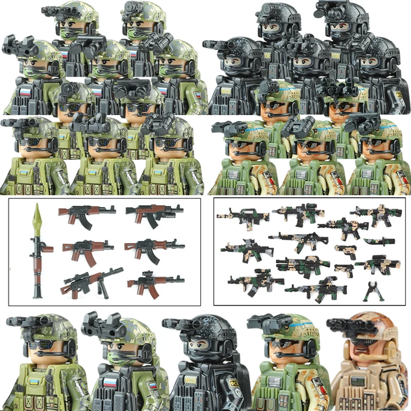 City Police Military Special Forces Building Blocks Ukrainian Russian Alpha Army Soldier Figures Weapons Bricks Children Toys