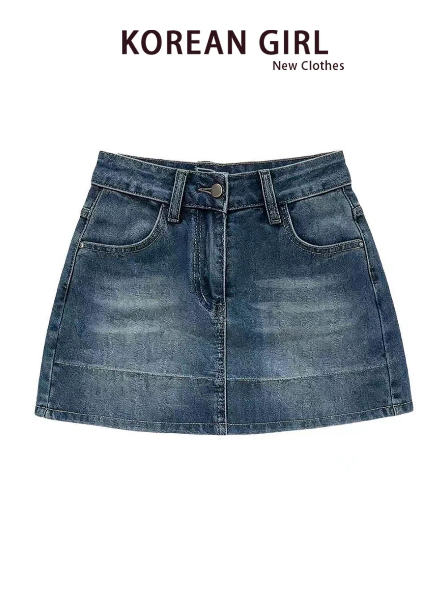 Low Waist Denim Skirt Women's Style Retro Design Sensation Slim Fit Short Skirt with Casual A-Line Skirt