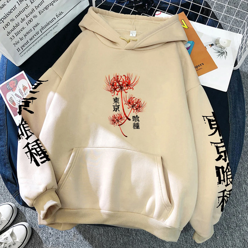 انمي ياباني طوكيو الغول طباعة هوديي Harajuku الشارع نمط البلوز الخريف/الشتاء الرجال والنساء موضة عادية قمة دافئة #3