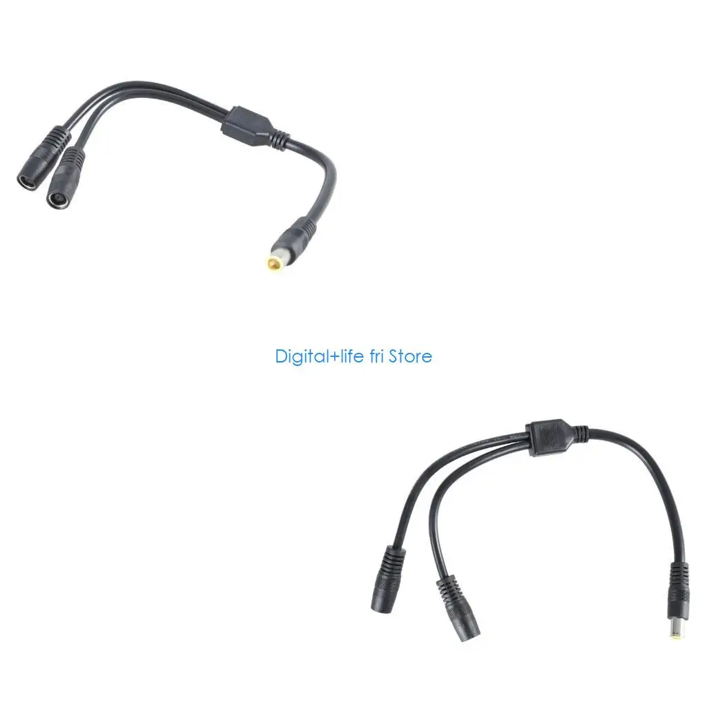 E06D 30cm/11.81inch DC7909 1 Male to Two Female Power Cord Copper Connecting Wire 2-In-1 Charging Cable for Solar Panel