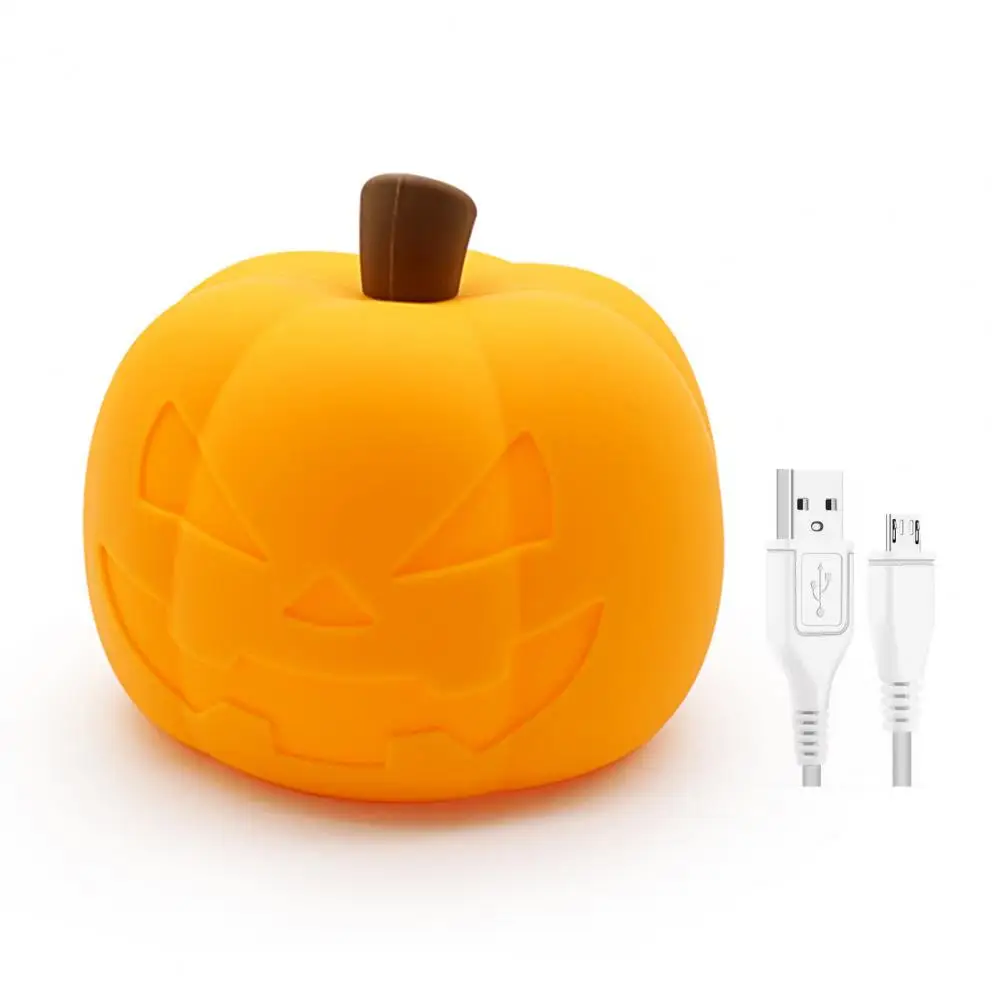 

Silicone Lamp Adorable Pumpkin Silicone Night Light for Halloween Party Decor Soft Glow Dimmable Nursery Lamp with Flicker-free