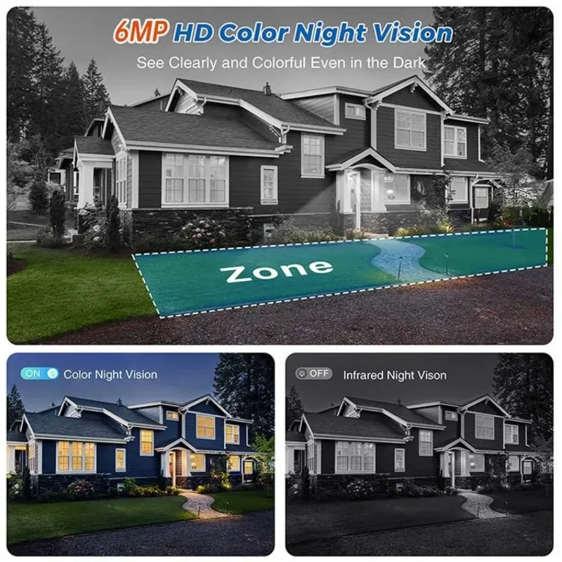 Telecamera di sicurezza WiFi 5G da esterno 360 °   Telecamera PTZ HD Visione notturna a colori Audio bidirezionale IP66 CCTV con tracciamento del movimento impermeabile