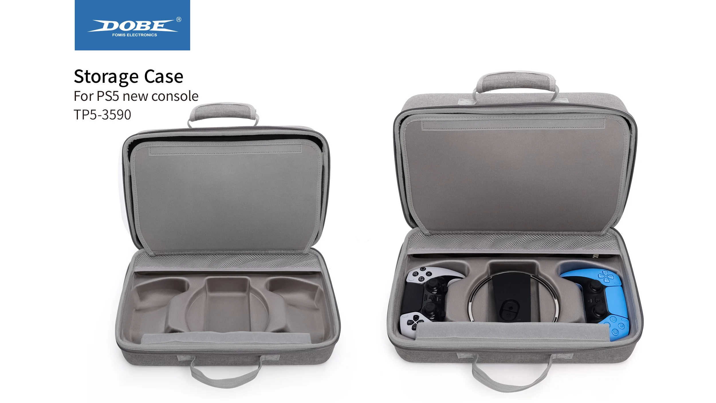 حقيبة محمولة لحماية التخزين متعددة الوظائف لوحدة التحكم في الألعاب DOBE forPS5 Slim مع سحاب مادة EVA TP5-3590