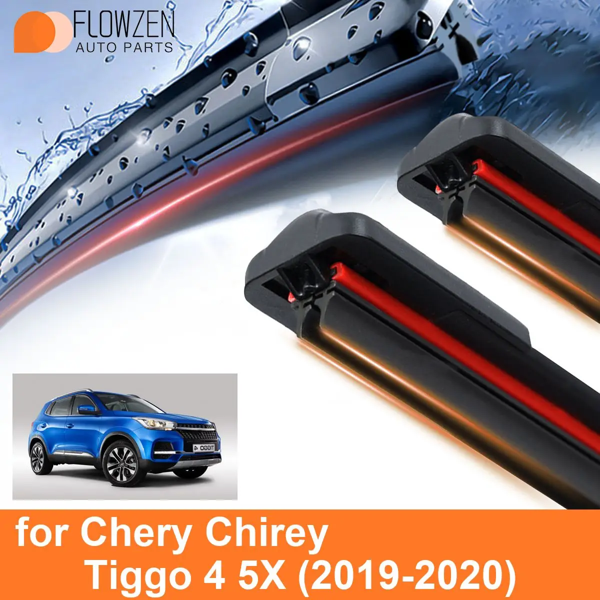 

Car Windshield Wiper Blades for Chery Chirey Tiggo 4 5X Double Rubber Frameless Bracketless WipersSoft Accessories 2019 2020