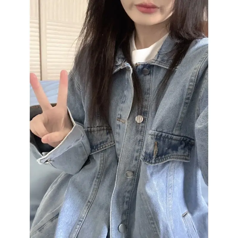 

Denim Coat Turtleneck Single Breasted Full Womens Winter Lambswool Lining Quilted Hooded Four-Pocket Appliques Padded Jackets BF