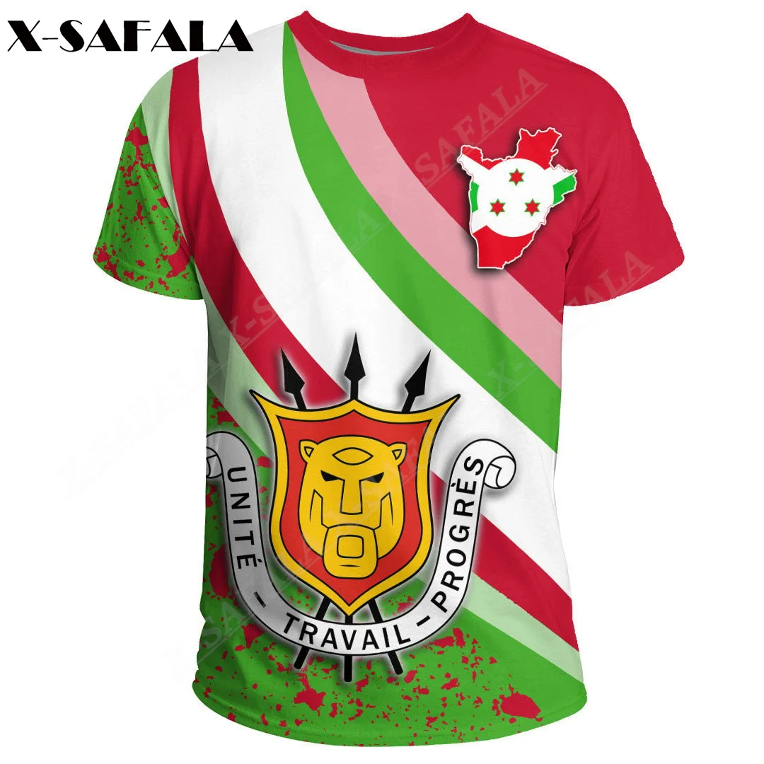 Proud Burundi National Day Flag 3D Print Mesh Fiber T-Shirt Top Summer Tees Men Streetwear Shorts Sleeve Sport Casual Clothing