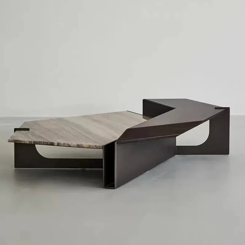 Modern Spliced Living Room Center Table Rectangle Luxury  Wood coffee table marble Custom Design Coffee Table