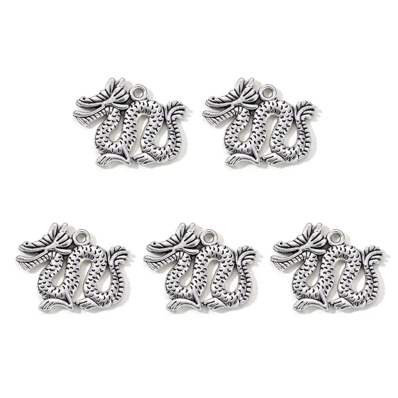 20pcs New Fashion Cute Dragon little Alloy Charms China Traditional Chinese Pendants For Making Handmade DIY Jewelry Accessories