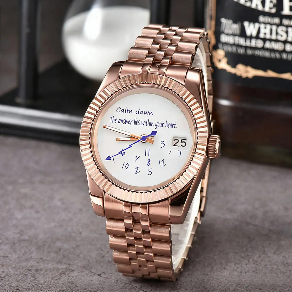 

36mm/39mm rose gold men's wristwatch with NH35 movement sapphire glass stainless steel case water-resistant watch