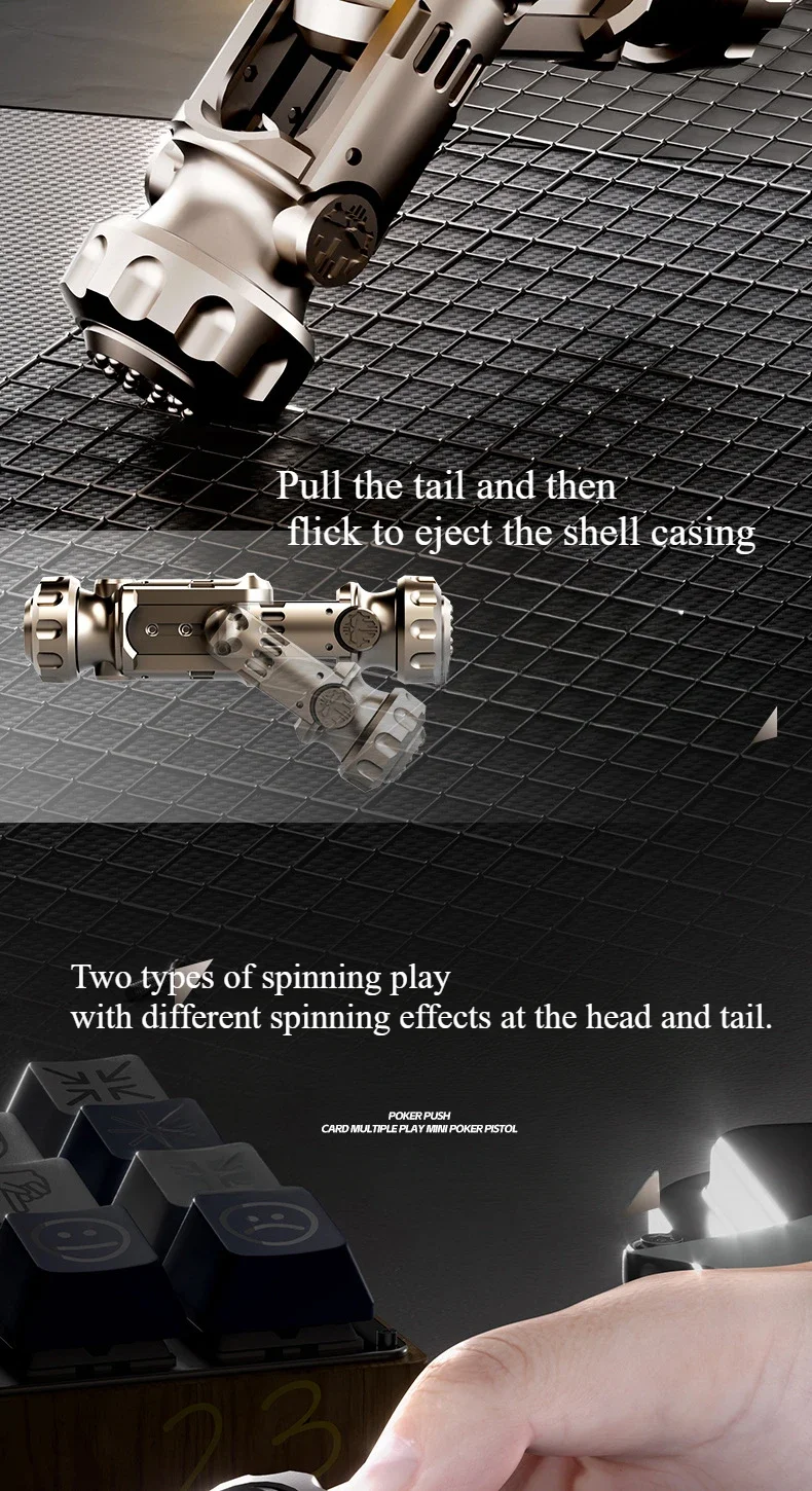 Stun Grenade Fidget Spinner Miniatur-Pistole, Spielzeugpistole mit ausziehbaren Muscheln, Stressabbau-Fingerspielzeug für Erwachsene und Kinder, beste Geschenke – Detail 4