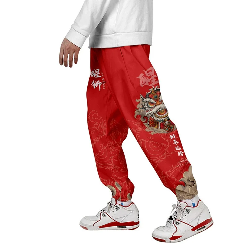 

Cartoon Chinese Dragon Lion Print Sweatpants Women/Men Fitness Joggers Spring High Street Anime Trousers Fashion Pants