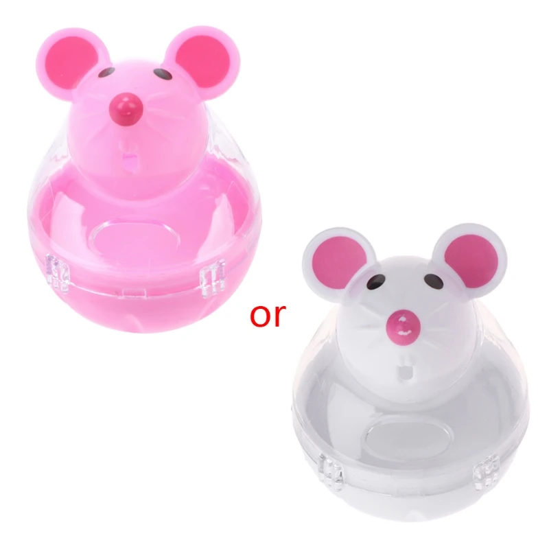 367A Interactive Cat Toy Automatic Tumbler Cute Mouse Mice Treat Dispenser Slow Food Feeder Teaser Toy for Indoor Cats