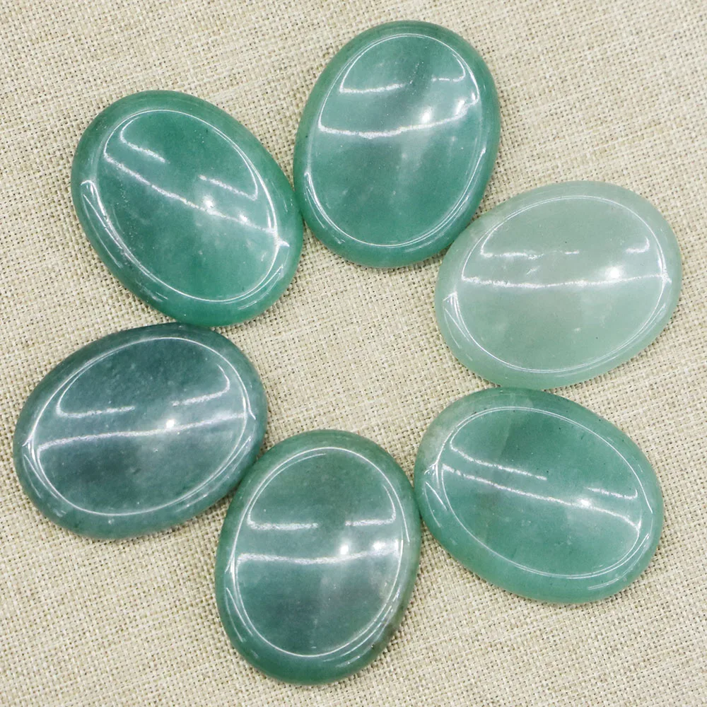 Natural Oval Green Aventurine Stones Thumb Massagers Palm Energy Worry Therapy Healing Meditation Spiritual Minerales Decor 4Pcs