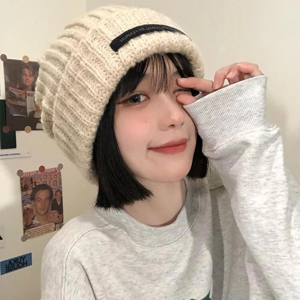 

New Letters Embroider Knitted Hat Solid Color Soft Hip Hop Caps Warm Ski Hats for Women Men