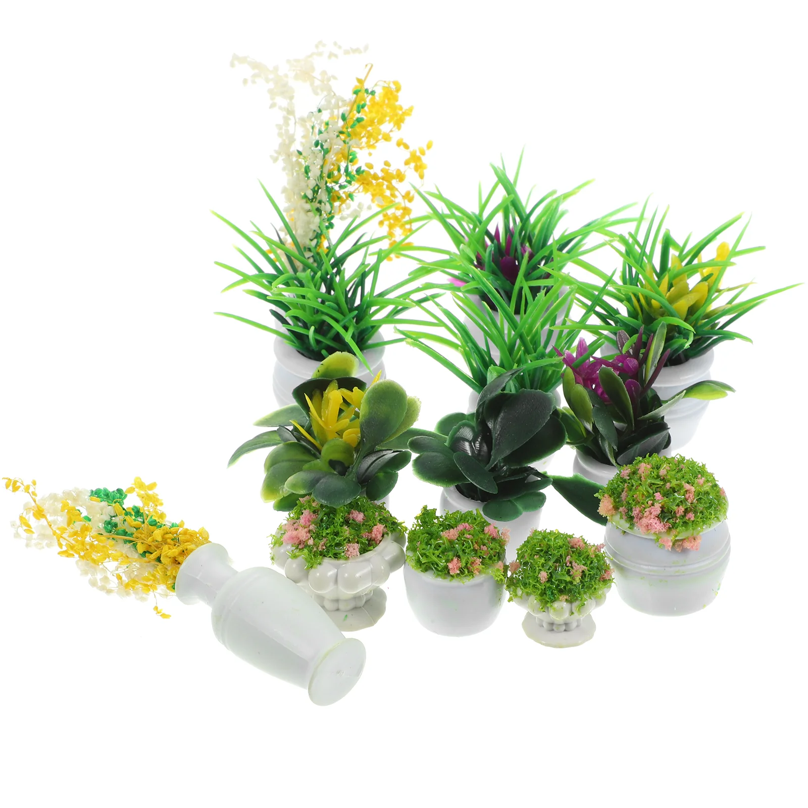 

13 Pcs Mini Flowerpot Model House Decorations Accessories Decorate Small Plant Models Miniature Fake Plants Plastic Dolls