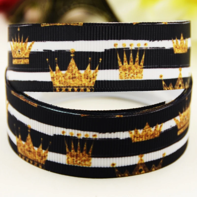 22mm 25mm 38mm 75mm Crown cartoon printed Grosgrain Ribbon party decoration 10 Yards satin ribbons