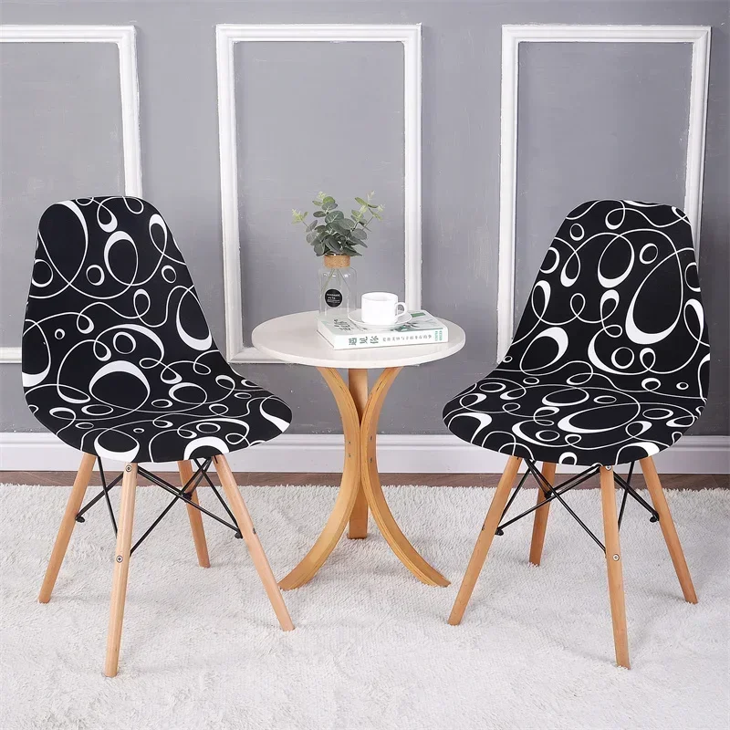 1/2/4/6Pc Nordic Shell Chair Cover Stretch Spandex Chair Slipcover Geometric Chair Covers for Kitchen Dining Office Living Room