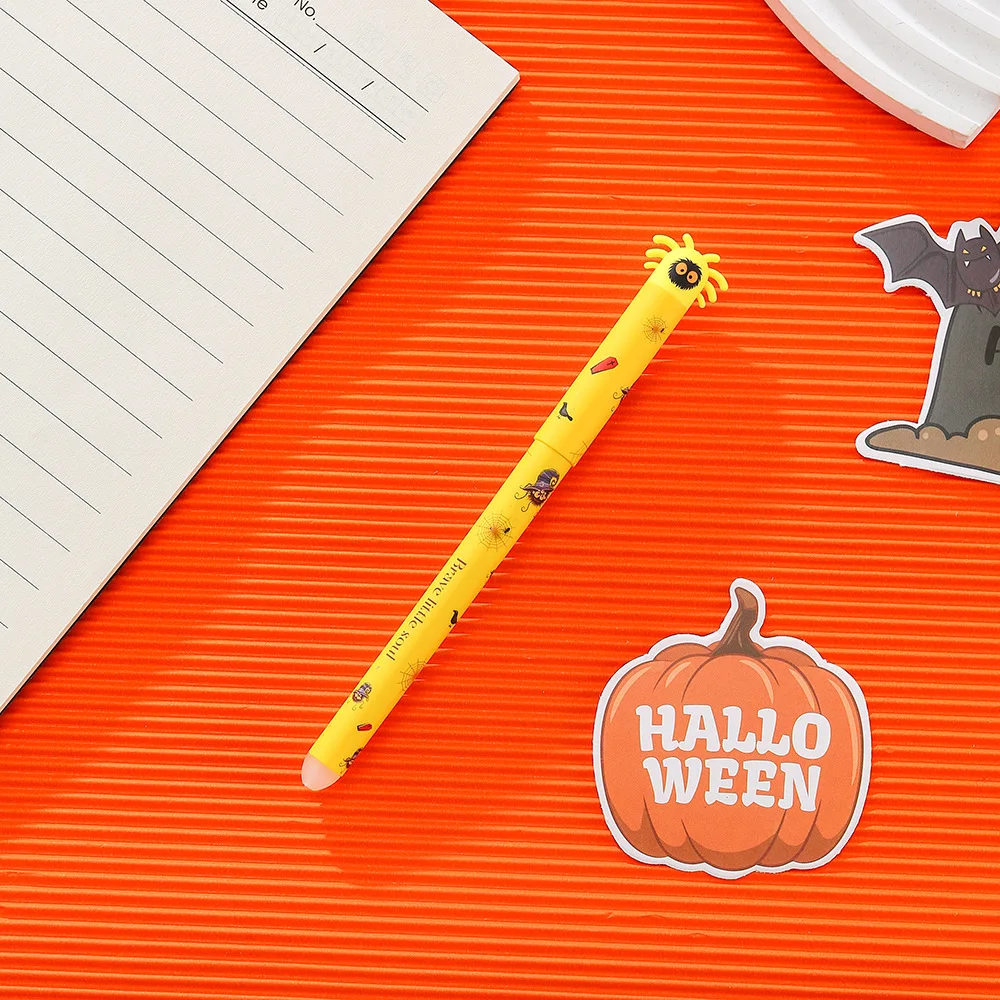 1-6 Stück Halloween löschbare Gelstifte, 0,7 mm Klick-Druckstift-Set, niedliche Geister-, Kürbis- und Fledermaus-Motive, Schreibgeschenk für Schüler, Schule und Büro – Detail 11