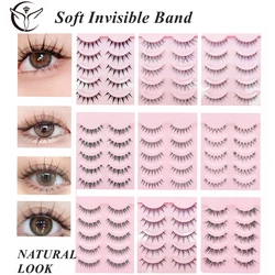 5 Pairs False Eyelashes Soft Invisible Band Super Natural Lashes Faux Cils 3D Fake Eyelashes Extension lots,Reusable for makeup