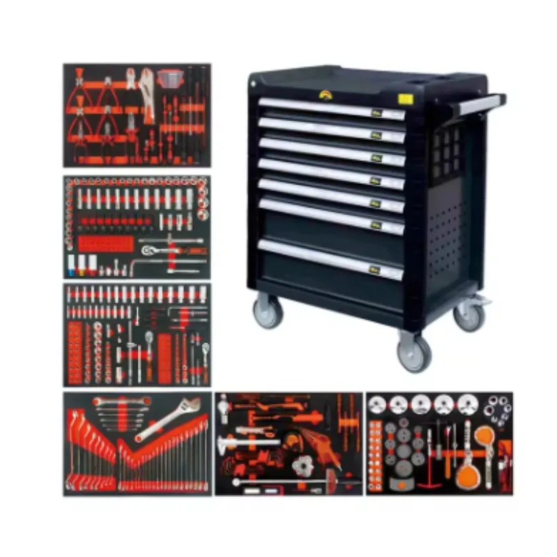 

424 Piece 7 Drawer Industrial Tool Cabinet Trolley Heavy Lifting Thickened Aluminium Steel Rolling Storage For Repair