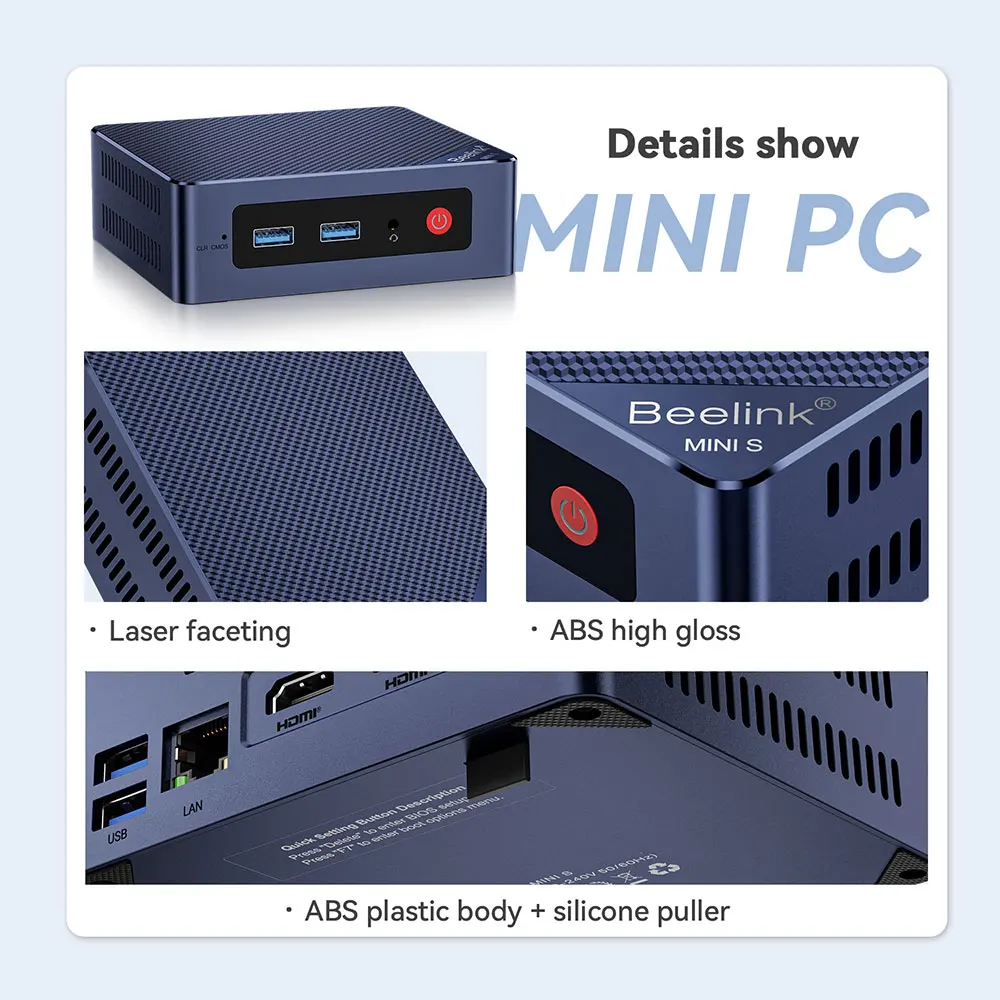 Beelink Mini S MINI S12 Intel Win 11 N5095 N95 Mini PC DDR4 8GB