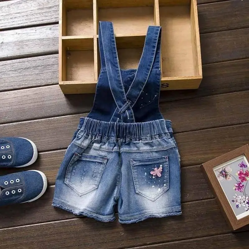 20223 SPRING Summer US Style Girl Jumpsuit Cute Sweet Fashion Washed Jeans Denim Romper Jumpsuits Straps Short Pants Cowboy Blue