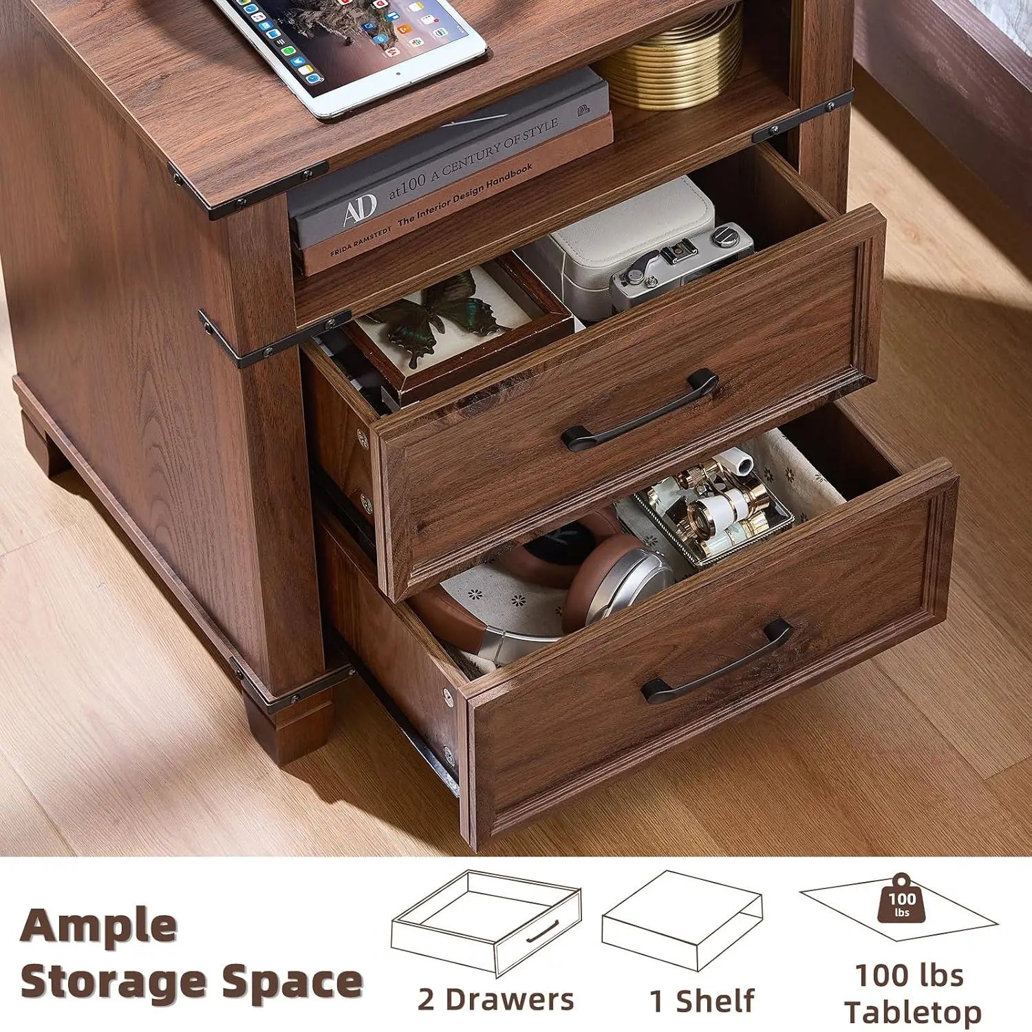 Farmhouse Nightstand Set with Charging 6