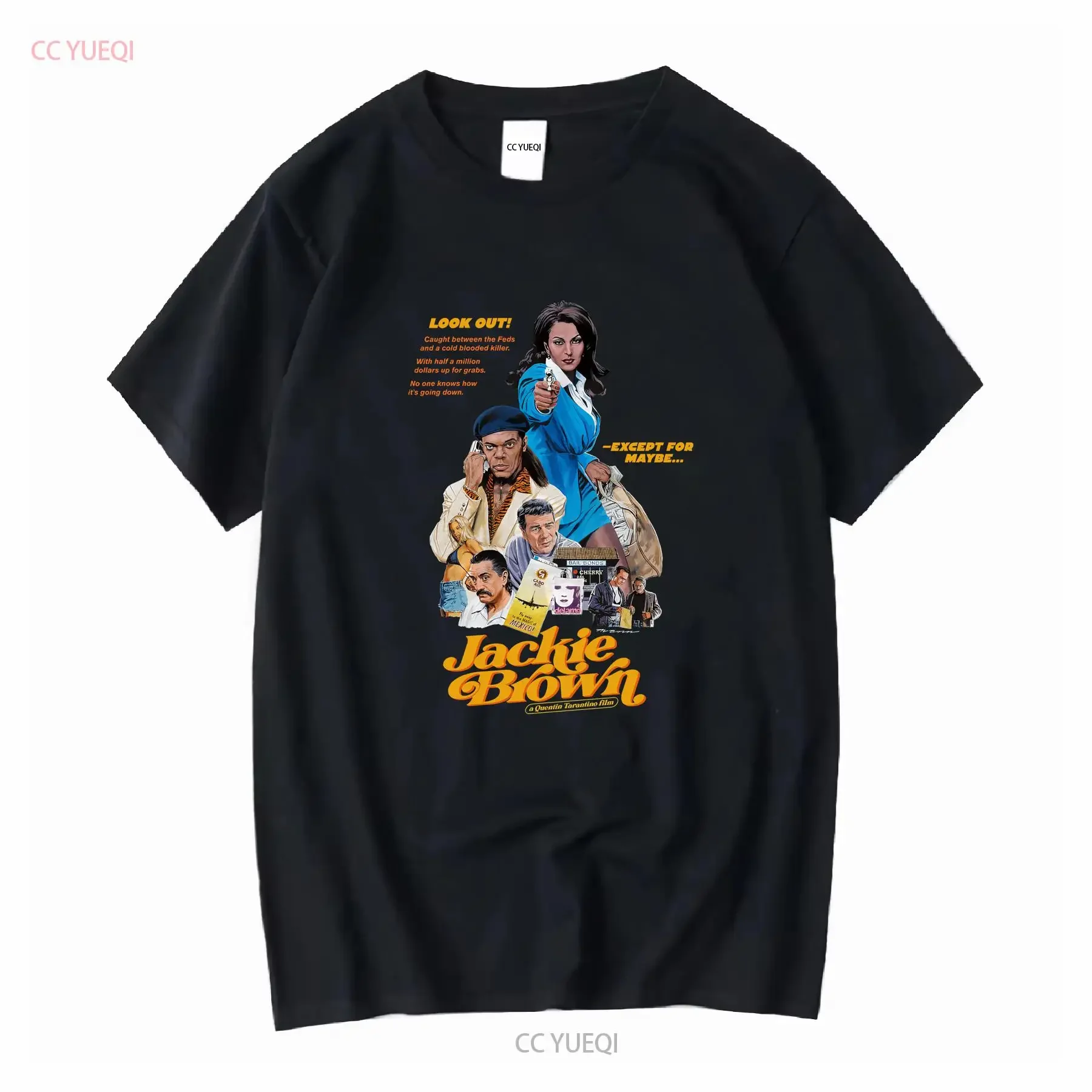 Jackie Brown Quentin Tarantino 1997 HQ Retro Movie Print T Shirt Heavyweight Crewneck long or short sleeves vintage Washed
