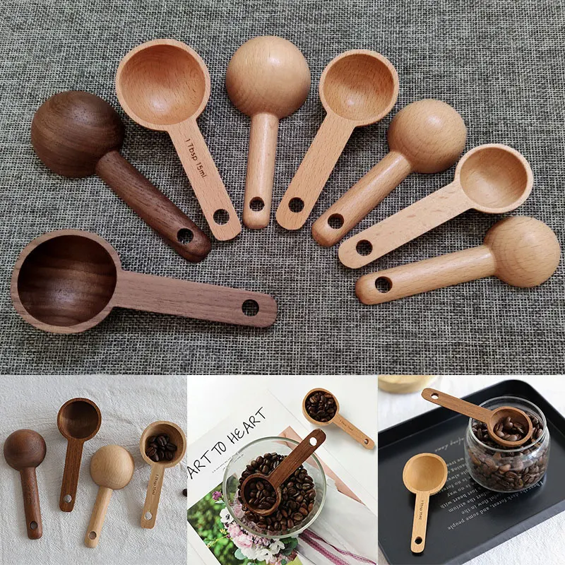 Wooden Measuring Spoon Set Kitchen Measuring Spoons Tea Coffee Scoop Sugar Spice Measure Spoon Measuring Tools For Cooking Home