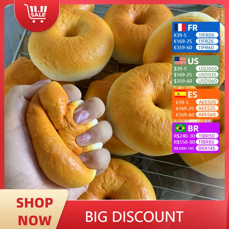 Bagel Round Toys Food Sauce Soft Rising Bread Needles Pink Party Decoration Sticky Cake Candy DIY Slow Rebound Squishy Play