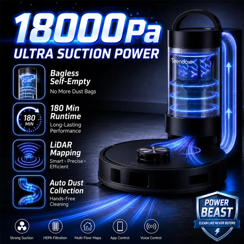 D16S MAX 18000pa Lidar Navigation Aspiradora Robot Bagless Self-Emptying Smart Robot Vacuum Cleaner And Mop